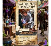 WADORN Have You Seen This Wizard Theme Decorations Backdrop, 5.9x2.9Ft Wizard Themed Birthday Party Banner Backdrops Magic Wanted Poster Photography Background Booth Props for Party Supplies