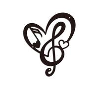 WADORN Heart Music Metal Wall Art Decor, Vintage Musical Notes Metal Wall Art Sculpture Decorative Black Love Notes Hanging Ornament for Musician Home Bedroom Bar Study Room Studio, 8.6x10 Inch