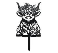 WADORN Highland Cow Silhouette Garden Stakes Decor, Metal Cow Lovers Gifts Stakes Statues Ornaments for Yard Art Black Silhouette Yard Outside Decor for Backyard Patio Outdoor Decor, 15x7.1Inch