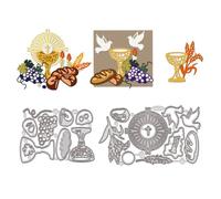 WADORN Holy Grail Cutting Die Cuts, Metal Hanukkah Theme Cutting Dies Stencils Candle and Bread Carbon Steel Embossing Stencil Cutting Template for DIY Scrapbooking Craft Paper Card Decor