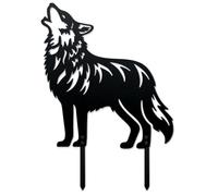 WADORN Howling Wolf Metal Decorative Garden Stakes, Wolf Garden Outdoor Statues Silhouette Wild Animal Stakes Outdoor Wolf Stakes Metal Animal Garden Statues for Lawn Ornaments Yard Patio Garden