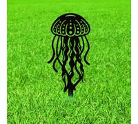 WADORN Jellyfish Metal Decorative Garden Stakes, Ocean Marine Life Silhouette Outdoor Decorations for Women Men Coastal Beach Theme Garden Patio Yard Art Decoration Gift 5.1x14.9 In
