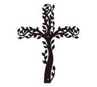 WADORN Metal Cross Tree Wall Art Decor, Tree of Life Rustic Silhouette Sculpture Wall Art Black Cross Metal Hanging Home Decor for Home Living Room Bedroom Restroom Kitchen Study Room, 11x14 Inch