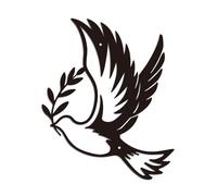 WADORN Metal Dove of Peace Wall Art Decor, Dove Iron Wall Art Hanging Decor Signs for Home Olive Branches Peace Dove Animals Wall Sculpture Statues Decor Gift for Living Room, 9.76x11.81 Inch, Dove
