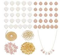 WADORN Metal Letter Flower Charms for Jewelry Making 62Pcs Capital A-Z Alphabet Initial Charm 60Pc Jump Ring 4M Ball Chain 60Pc Chains Connector Wine Glass Drink Markers for Necklace Bracelet Crafting