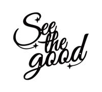 WADORN Metal See the Good Wall Art Decor, Iron Metal Words with See the Good Wall Art Decor for Front Porch Living Room Modern Arts Wall Decor for Bathroom Bedroom Office, 26.8x30cm,See the Good