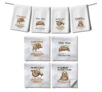WADORN Microfibre Sloth Tea Towels Pack of 4, Funny Sloth Printed Dish Cloth Towels Absorbent Soft Sloth Hand Towels Dishcloths for Bathroom Dining Holiday Banquet Wedding, 40x60cm