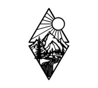 WADORN Mountain Waterfall Wall Art Decor, Nature Landscape Silhouette Sculpture Wall Art Mountain Forest Sun Wall Art Plaque Home Decor for Home Balcony Courtyard Living Room Indoor, 11.8x11.2 Inch