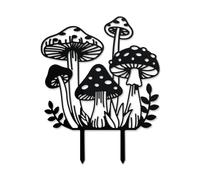 WADORN Mushroom Metal Outdoor Statues Silhouette, Funny Mushroom Metal Decorative Garden Stakes Mushroom and Grass Silhouette Ornament Gift Funny Outdoor Decor for Garden Backyard Patio Lawn Outdoor