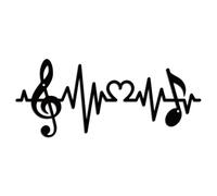 WADORN Musical Notes Metal Wall Art Decor, Vintage Music Heartbeat Metal Wall Art Sculpture Decorative Black Love Note Hanging Ornament for Musician Home Bedroom Bar Gallery Studio, 14.9x6.3 Inch
