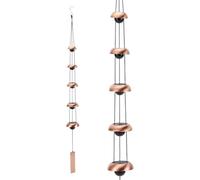WADORN Outdoor Copper Temple Iron Wind Chimes with 5 Bell Shaped Bells, Hanging Circular Wind Chime Peace Memorial Winds Chimes Feng Shui Decor for Patio Porch Yard Relaxation 37.40 in Length