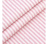 WADORN Pink White Stripes Cotton Quilting Fabric by The Yard, 39 in L x 63 in W Coquette Striped Dots Decorative No Stretch Sewing Fabrics for DIY Sewing Cloth Patchwork Cushions Craft Upholstery