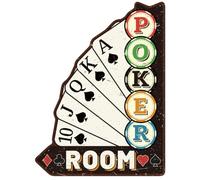 WADORN Poker Room Vintage Metal Tin Sign, 11x14.7 Inch Poker Room Arrow Tin Sign Funny Wall Art Poster Plaque Retro Sign for Man Cave Card Game Home Kitchen Bar Pub