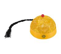 WADORN Polyester Chinese Hat Han Dynasty Emperors Hat Imperial Emperor Hats with Dragon Pattern Queue Traditional Cosplay Outfit for Stage Performance Asian Costume Dress Up Photography Gold
