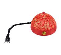WADORN Polyester Chinese Hat Han Dynasty Emperors Hat Imperial Emperor Hats with Dragon Pattern Queue Traditional Cosplay Outfit for Stage Performance Asian Costume Dress Up Photography Red