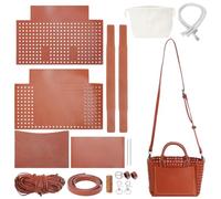 WADORN PU Leather Handbags Making Kit, DIY Crossbody Bag Knitting Kit Handmade Leather Shoulder Bag Sewing Kit Large Capacity Tote Bag Making Sets for Woman Gift Birthday, 15x21x28cm, Chocolate