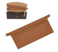 WADORN PU Leather Microfibre Purse Insert Organizer Conversion, 3.14x 6.5 Inch Fiber Leather Bag Organizer Inserts with Metal D Rings for LV Sarah bag Rectangle Handbag Wallet Organizer Inserts, Camel