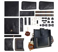 WADORN PU Leather Purse Bag Making Kit, Crossbody Shoulder Bag Making Set for Purse DIY Making Handmade Stitch Leather Bag Making Materials for DIY Handbag Accessories Crossbody Bag Making, Black