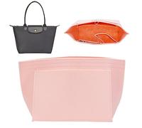 WADORN Purse Organizer Insert, Handbag Insert with Zipper Large Tote Inside Liner Shaper Bag in Pocketbook Inserts Portable Felt Interior Tidy Organizer, 9.25x5.31Inch, Pink