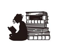 WADORN Reading Lady Iron Wall Art Decorations, Black Metal Wall Art Decor Curly-Haired Women Reads Pattern Wall Sculptures Wall Sculptures Home Kitchen Bedroom Living Room Bathroom Outdoor Wall Decor