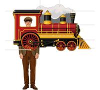 WADORN Retro Locomotive Decor Backdrop, 6.6x3.9Ft Train Engine Theme Party Banner Backdrops Large Locomotive Photography Background Photo Booth Props for Indoor Outdoor Birthday Party Decor Supplies