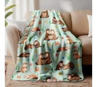 WADORN Sea Otters Throw Blanket, Cute Otter Playing Cozy Throw Blanket Fuzzy Soft Flannel Fleece Blanket for Home Office Bedroom Living Room Camping Sofa Bed Couch Chair Holiday, 51x59 Inch