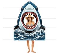 WADORN Sea Sharks Decor Backdrop, 4.8x5.9Ft Ocean Shark Theme Party Banner Backdrops Large Sharks Photography Background Photo Booth Props for Indoor Outdoor Birthday Party Decor Supplies