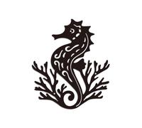 WADORN Seahorse Metal Wall Art Decor, Sea Life Ocean Theme Metal Wall Art Hanging Decor Signs Nautical Seahorse Wall Sculpture Statues Decor for Home living room, 11.02x9.44 Inch, Seahorse