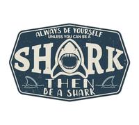 WADORN Shark Vintage Metal Tin Sign, 14.9x9.6 Inch Be Yourself Unless You Can Be a Shark Retro Metal Sign Funny Ocean Animal Poster Plaque for Indoor Outdoor Home Office Bathroom Bar Club Men Cave