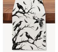 WADORN Silhouette Tree Crows Halloween Table Runner, 13x72 Inch Gothic Ravens Branches Kitchen Dining Table Decoration Farmhouse Fall Seasonal Tables Runners for Home Holiday Party Housewarming Gift