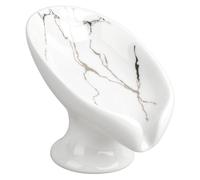 WADORN Soap Dish, Leaf-Shape Self Draining Soap Dish Holder Bar Soap Holder White and Gold Marble Pattern Ceramic Draining Soaps Tray Porcelain Decorative Soaps Dishes for Sink Bathroom Shower Kitchen