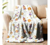 WADORN Space Rocket Throw Blanket, Cozy Soft Rockets Planet Stars Throw Blanket Fuzzy Flannel Fleece Blankets Plush Space Lover Gifts for Office Living Room Sofa Bed Couch Chairs, 59x51 Inch