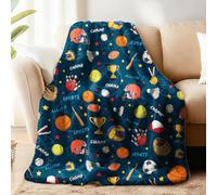 WADORN Sports Champ Throw Blanket, Cozy Soft Basketball Football Baseball Throw Blanket Funny Balls Flannel Fleece Blanket Decorative Sports Gifts for Office Living Room Sofa Bed Chairs, 59x51 Inch