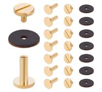 WADORN Suspender Fastener Kit, Suspender Lock Set Leather Suspenders Snap Repair Kit-16 Set Locks with 20Pcs Leather Washers for Woman Man Occidental Leathers Tool Vest Bag Belts, Coconut Brown