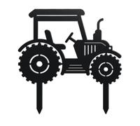 WADORN Tractor Decorative Silhouette Garden Stakes, Metal Tractor Car Stakes Statues Ornaments Lovers Gifts Yard Art Black Silhouette Yard Outside Decor for Backyard Patio, 11x11.4 Inch