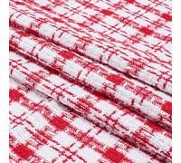 WADORN Tweed Fabric by The Yard, 59 Inch Wide Checkered Fabric Red White Plaid Glitter Thread Woven Fabrics for DIY Crafts Sewing Making Clothing Coat Bags Tablecloth Accessories Party Home Decors