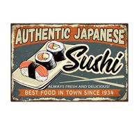 WADORN Vintage Authentic Japanese Sushi Metal Wall Sign, 7.87x11.81 Inch, Iron, Sushi, Food, Wall Mount