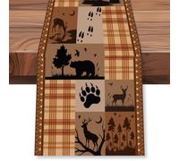 WADORN Vintage Bear Deer Elk Table Runner, 13x72 Inch Retro Forest Animal Farmhouse Kitchen Dining Table Decoration Rustic Cabin Country Tables Runners for Home Kitchen Holiday Housewarming Gift