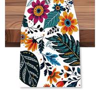 WADORN Vintage Flower Tropical Leaves Table Runner, 13x72 Inch Boho Floral Tropical Kitchen Dining Table Decoration Seasonal Dining Room Tables Runners for Home Holiday Party Housewarming Gift