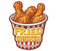WADORN Vintage Fried Chicken Metal Tin Sign, 13.7x11 Inch Funny Retro Kitchen Diner Cafe Shop Restaurant Tin Sign FRIED CHICKEN Delicious and Always Hot Wall Art Poster Plaque Decor for Home