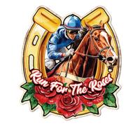 WADORN Vintage Horse Metal Tin Sign, 12.2x11 Inch Funny Retro Derby Horse Racing Home Party Door Tin Sign Run For The Roses Wall Art Poster Plaque Decor for Garage Man Cave Bar