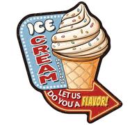 WADORN Vintage Ice Cream Metal Tin Sign, 12.6x11 Inch Funny Retro Home Tin Sign Let Us Do You A Flavor Delicious Ice Cream Wall Art Poster Plaque Decor for Shop Bathroom Living Room Decor