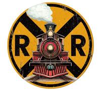 WADORN Vintage Metal Tin Signs 11x11Inch Train Signage Railroad Crossing Decor Retro Sign Nostalgic Funny Iron Painting Wall Art Decorative Poster for Home Kitchen Restaurant Coffee Club Bar Pubs
