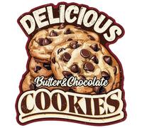 WADORN Vintage Metal Tin Signs Delicious Cookies Decor Retro Cookie Sign Wall Art Decorative Cool Stuff Poster for Home Kitchen Restaurant Coffee Shop Club Bar Pubs Wall 12x11 Inch