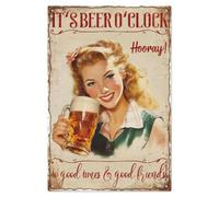 WADORN Vintage Pin Up Lady Beer Metal Tin Sign, Funny Bar Man Cave Metal Signs It'S Beer O'Clock Somewhere Wall Art Poster Plaques for Home Beer Bar Pub Club Man Cave Decoration, 7.8x11.8 Inch
