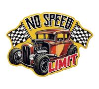 WADORN Vintage Race Car Metal Tin Sign, 14.8x11 Inch Funny Retro Garage Man Cave Club Tin Sign NO SPEED LIMIT Race Car Room Wall Art Poster Plaque Decor for Bar Pub Home Bedroom Decor