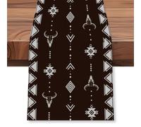 WADORN Vintage Western Printed Table Runner, 13x72 Inch Cow Bones Kitchen Dining Table Decoration Boho Aztec Native Table Runners for Home Kitchen Holiday Party Dresser Indoor Outdoor Decor