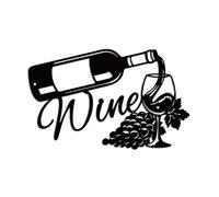 WADORN Wall Decoration "Wine" Metal Grapes Iron Modern Wall Decoration Black Retro Silhouette Sculpture Wall Hanging Ornament for Bar Home Kitchen Restaurant Cafe 30 x 18.6 cm