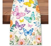 WADORN Watercolor Flower Butterfly Table Runner, 13x72 Inch Seasonal Spring Summer Kitchen Dining Table Decoration Colorful Floral Butterflies Tables Runners for Home Kitchen Holiday Wedding Birthday