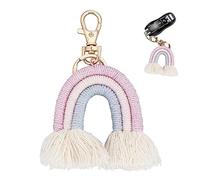 WADORN Weaving Rainbow Tassel Keychain Boho Rainbow Tassel Charm Macrame Rainbow Tassel Key Chain Car Keyring Holder Bag Wallet Purse Decoration